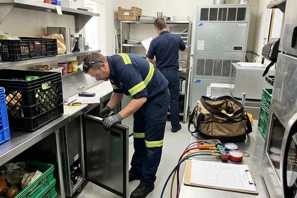 Servicing bar refrigeration before opening