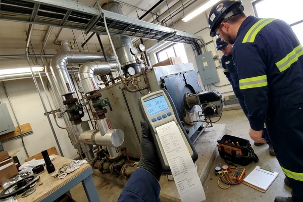 Combustion analyzer printout after a heating repair