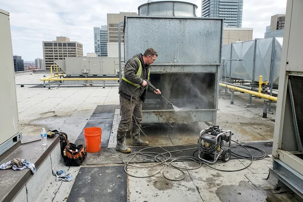 Cooling tower spring cleanout
