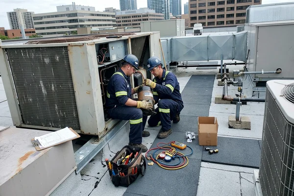 Replacing a compressor on a refrigeration condensing unit