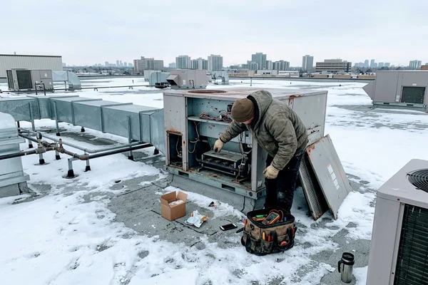 Replacing an igniter and flame sensor on an RTU gas heat section