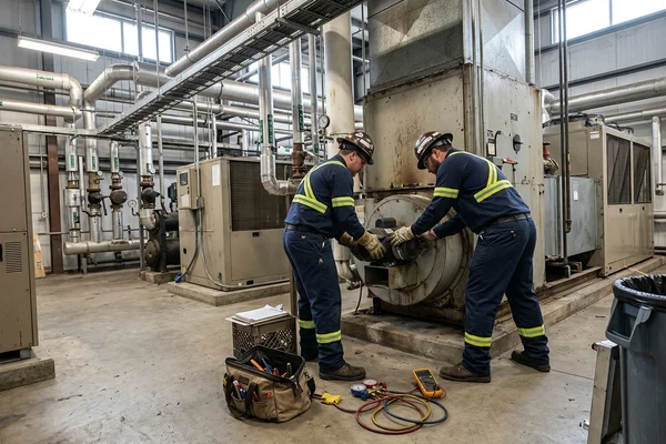 Replacing an inducer motor on an industrial warm-air furnace
