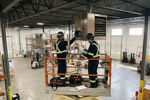 Checking venting and draft on a suspended unit heater