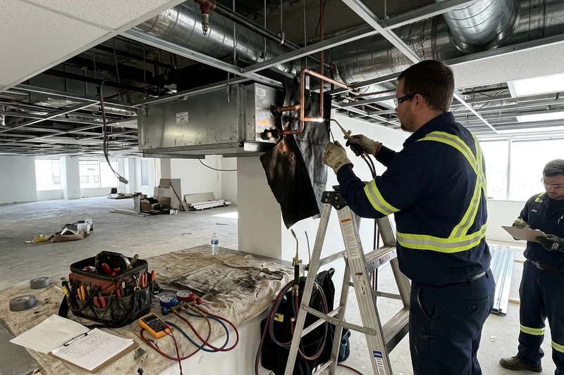 Brazing refrigerant piping at a branch selector box