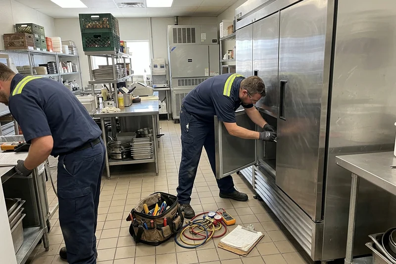 Replacing a reach-in cooler door gasket in a restaurant kitchen