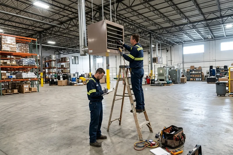 Combustion testing a warehouse unit heater